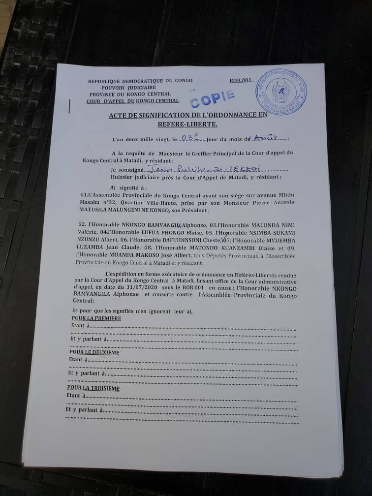 Les mesures administratives prises contre des députés par le président Matusila suspendues par la Cour d’appel de Matadi