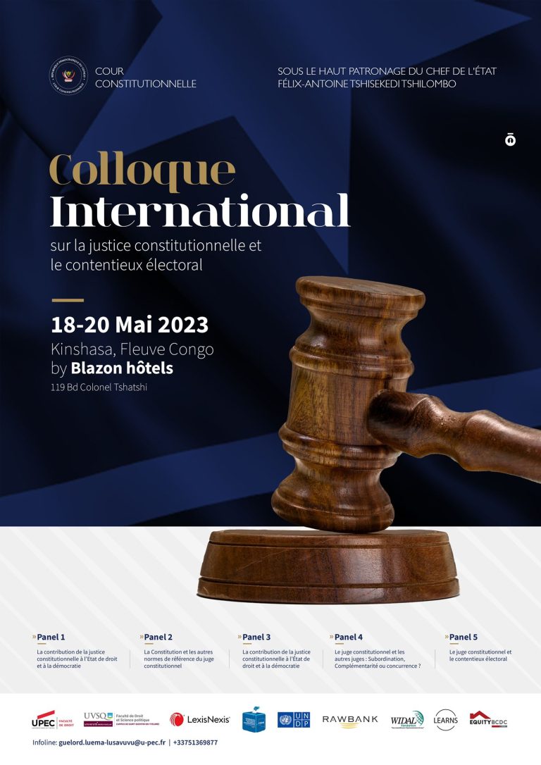 Colloque international sur la justice constitutionnelle et le contentieux électoral, à Kinshasa du 18 au 20 mai 2023